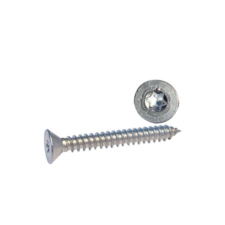 Skrue undersænket 4.2 x 13 A4 Torx fra 1852, klar til montering på båd.