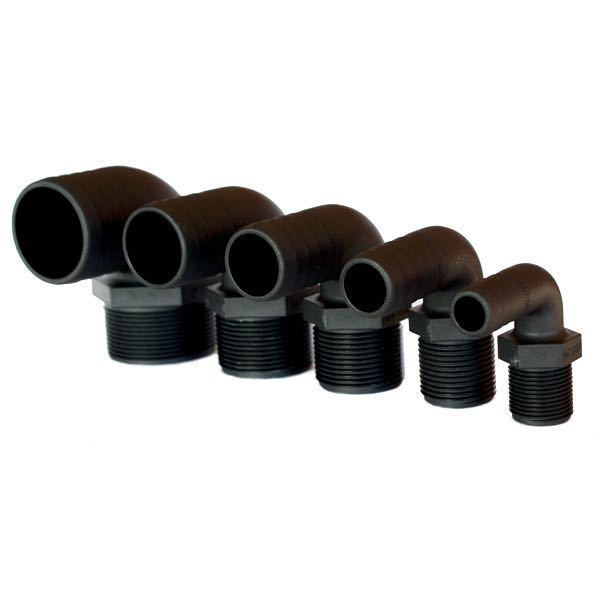 Trudesign slangestuds 90° komposit sort set fra siden