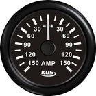 Kus amperemeter i sort design med 150Amp shunt, ideelt til bådmontering.