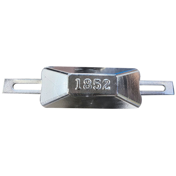 1852 alu anode på hvid baggrund, vejer 0,15 kg