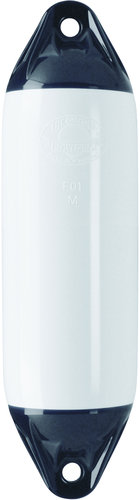 Polyform F5 fender i hvid og sort, set fra siden