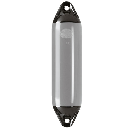 Polyform F01S fender set fra siden, grå/sort farvekombination