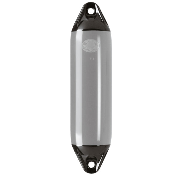Polyform F01S fender set fra siden, grå/sort farvekombination