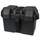 Sort batteriboks fra SeaTec, 34x26x22 cm, til bådudstyr.
