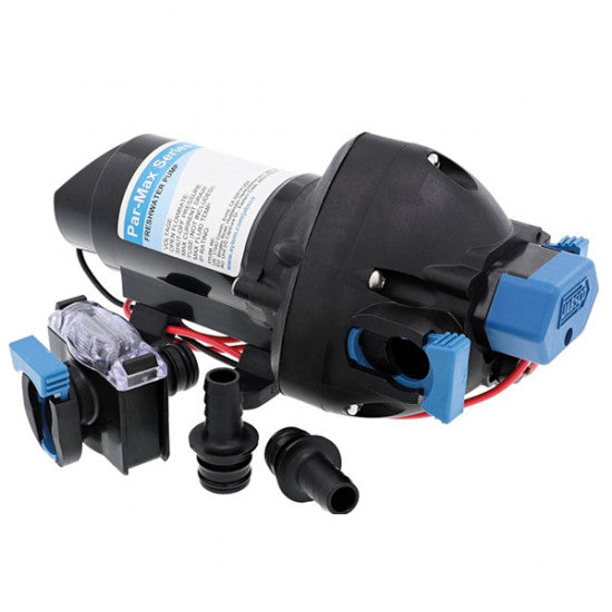 Jabsco pressostat monteret i bådtilbehør med ledninger