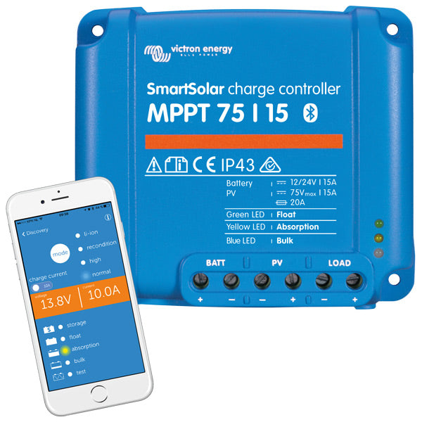 Victron mppt smart 100/50 regulator set på et bådinteriør