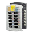 Blue Sea Systems sikringsholder set forfra med 12 pladser.