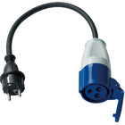 1852 CEE 220V hun til almindelig han 230 V kabel set fra siden med stikkene synlige.