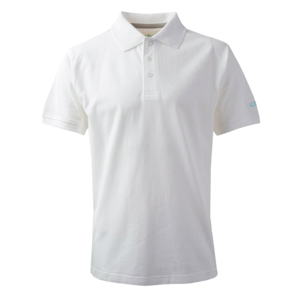 Gill herre piquet polo i hvid farve, set forfra, størrelse L