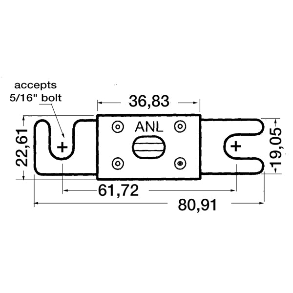 SeaTec 50 amp ANL sikring monteret i en bådinfrastruktur.