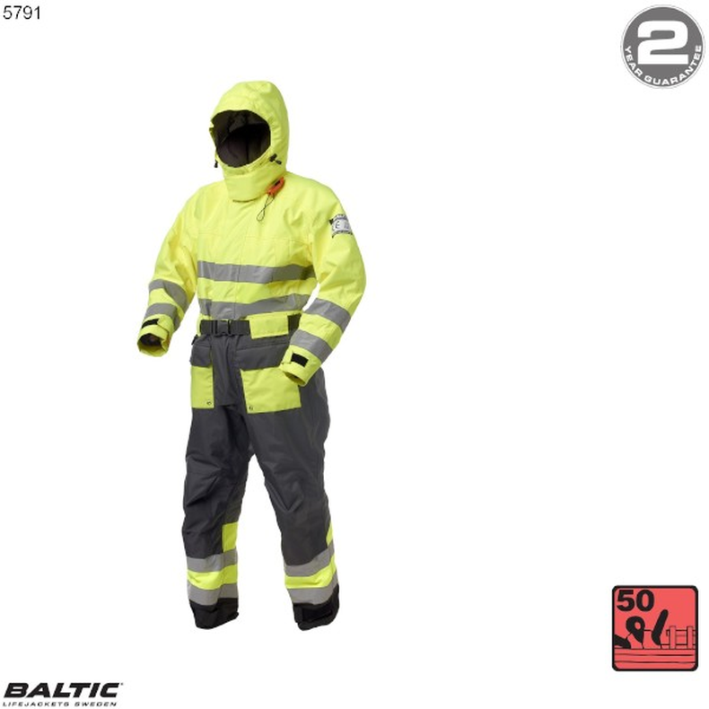 BALTIC, HiVis Auftriebsanzug UV_Gelb-Schwarz 5791 Str. 90-100 kg